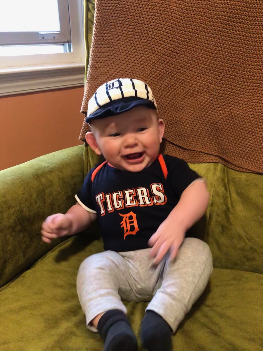 eggcroissant's tweet image. Willow is stoked for @tigers opening day