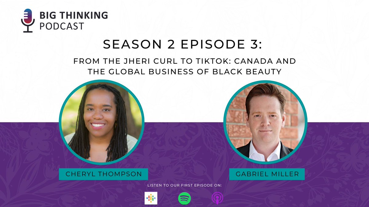 federation_hss's tweet photo. 🎙️ New on the Big Thinking Podcast!
@DrCherylT from @TorontoMet is our guest on the episode From the Jheri curl to TikTok: Canada and the global business of Black beauty.
Listen now 👉 https://t.co/ppJoo5ClmW
#blackculture #podcast #socialmedia #tiktok #jhericurl https://t.co/afUn2vPKpu