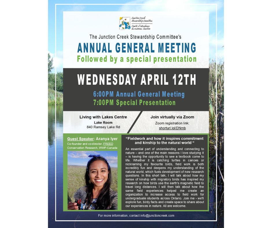 The JCSC’s Spring AGM is fast approaching on Wednesday, April 12th at 6:00pm followed by a special presentation with guest speaker Aranya lyer at 7:00pm, “Fieldwork and how it inspires commitment and kinship to the natural world."

Zoom registration: bit.ly/3zAD9Ce
