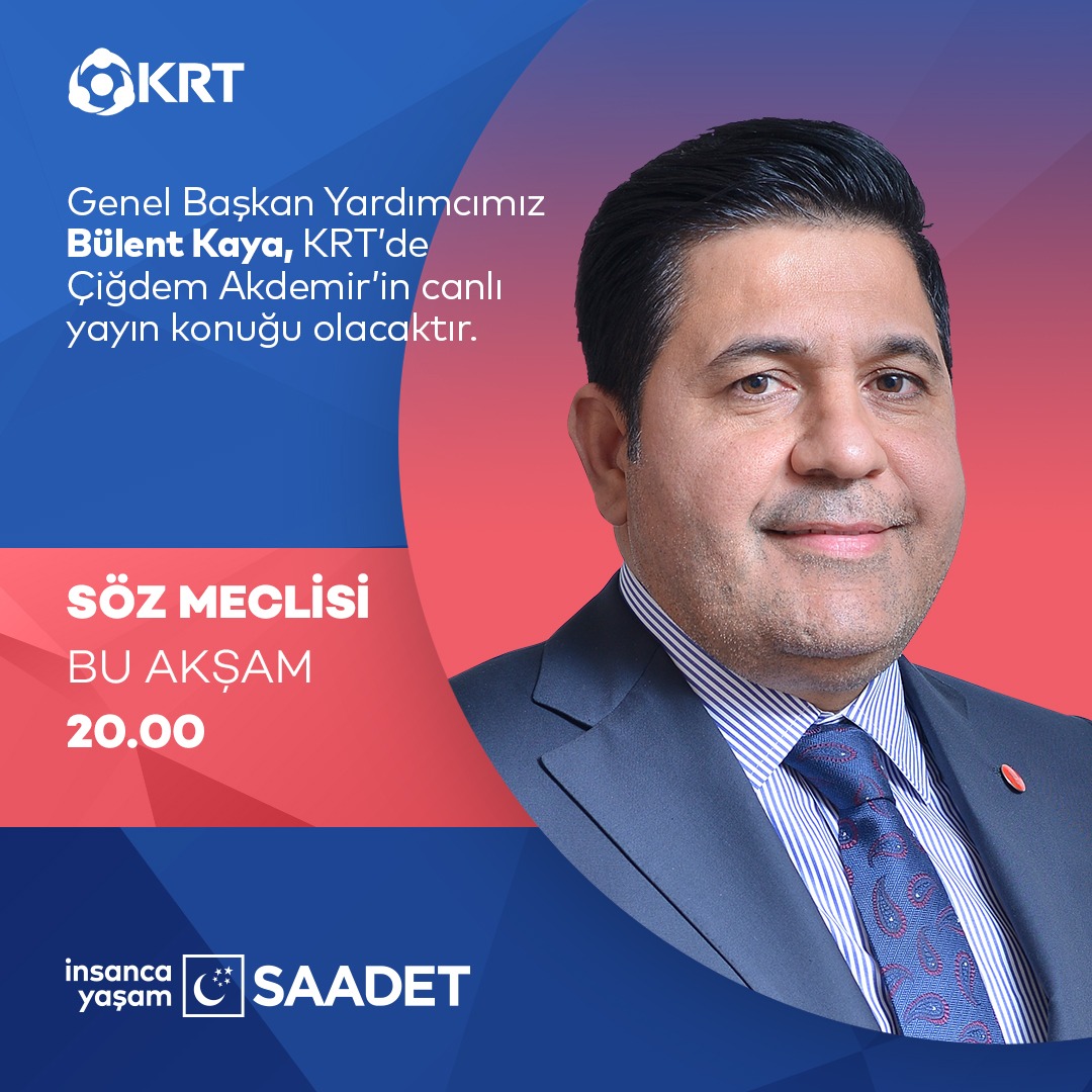 MerveAy571's tweet photo. Genel Başkan Yardımcımız Bülent Kaya, ‘Söz Meclisi’ programında Çiğdem Akdemir'in canlı yayın konuğu olacaktır.

🗓 Bu Akşam
🕰 20.00
📺 KRT TV https://t.co/iyrbNkhXJx
