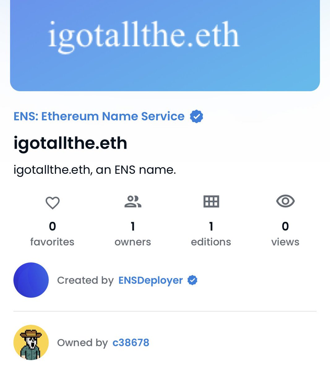 Bullish on vanity ENS names, inspired by @player1_eth