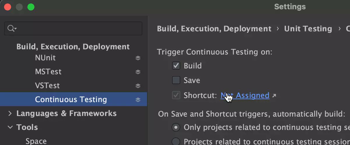 ♾ Trigger Continuous Testing

With the @dotcover plugin in Rider 2023.1, you can now trigger continuous testing directly. Previously, you could only do this indirectly by building or saving your project. You can also set up a shortcut for it: jetbrains.com/rider/whatsnew… #dotnet