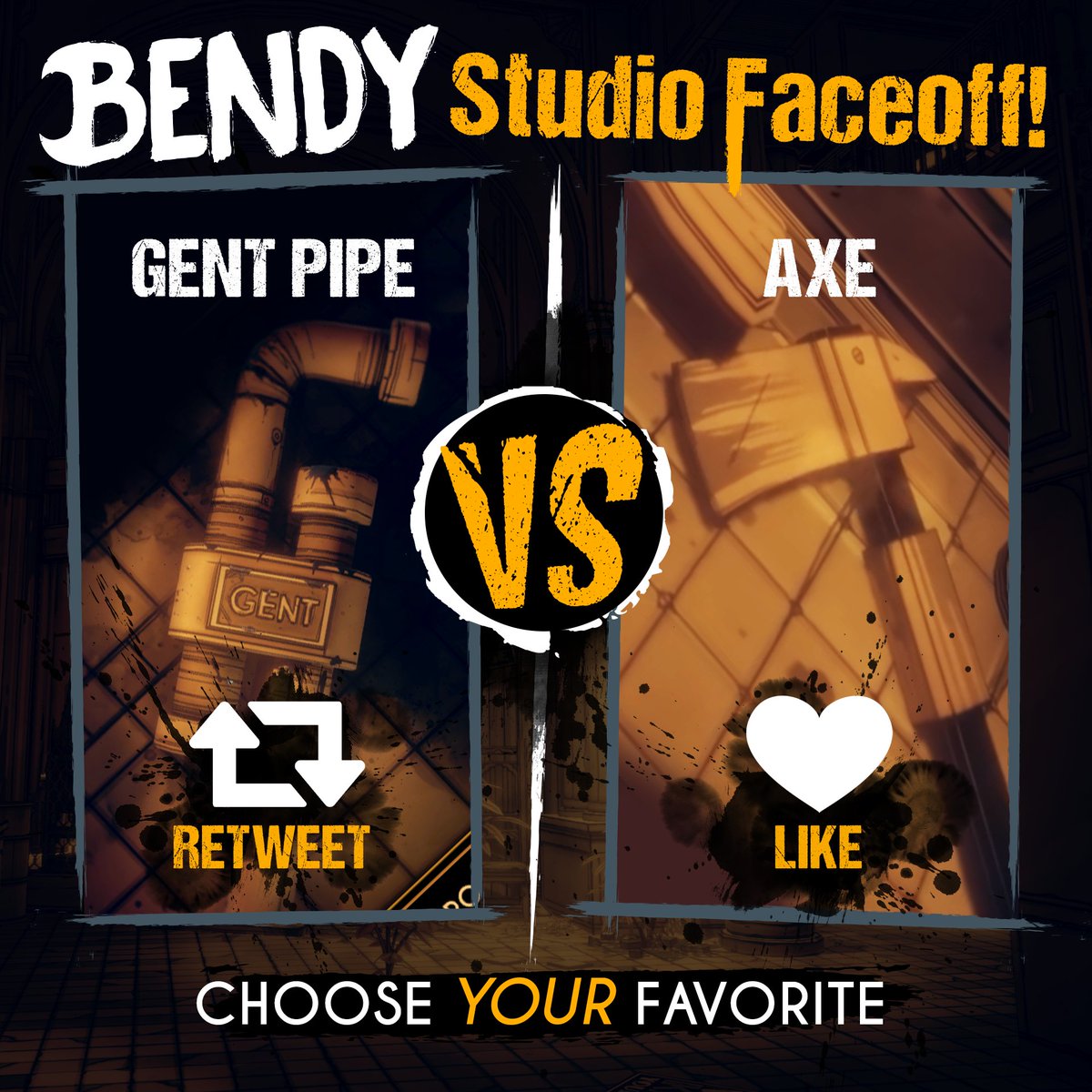 Bendy's tweet image. Studio Faceoff!
You must choose. ⬅️❓➡️

#BATDR #BENDY