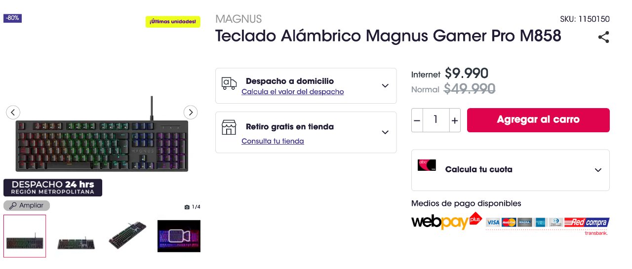 #BlackFridayRata on X: ⌨️ Teclado Alámbrico Magnus Gamer Pro M858 bajó a  $9.990 con todo medio de pago en la web de Abcdin.    / X