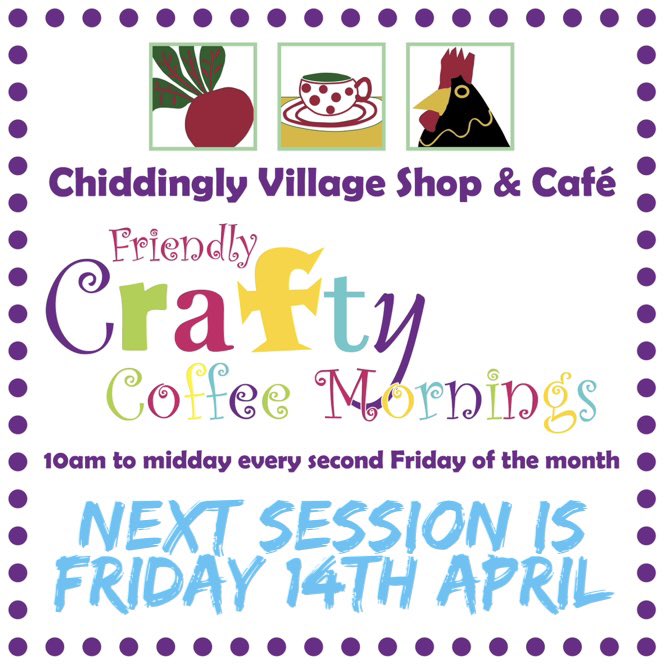 Come and join us for a cuppa and a chat while doing some craft! 
.
#communityhub #communityshop #friendlypeople #craftprojects #chiddingly