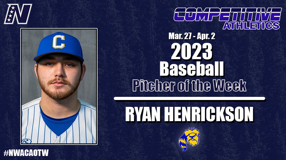 📢NWAC Weekly Awards

Justin Willis <a href="/_JustinWillis/">Justin Willis</a> earns Hitter of the Week after going 5-13, 2 HR, 5 RBI, 2 SB last weekend for <a href="/PenguinHardball/">Clark College Baseball</a> 

Ryan Henrickson <a href="/RyanHenrickson/">Ryan Henrickson</a> earns Pitcher of the Week after throwing a 10-inning, complete game shutout for <a href="/Centralia_BSB/">Centralia College Baseball</a>