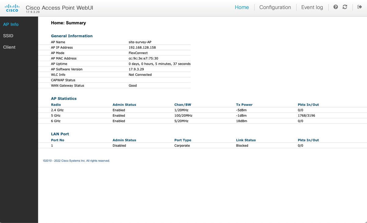 jiribrejcha's tweet photo. Blogged: Cisco Catalyst Wi-Fi 6E access points in DNA persona support a new Site Survey mode. Here is how to use it.

https://t.co/HhhATc481x

#WiFi6E #WiFi #SiteSurvey https://t.co/2xtMRaqV3m