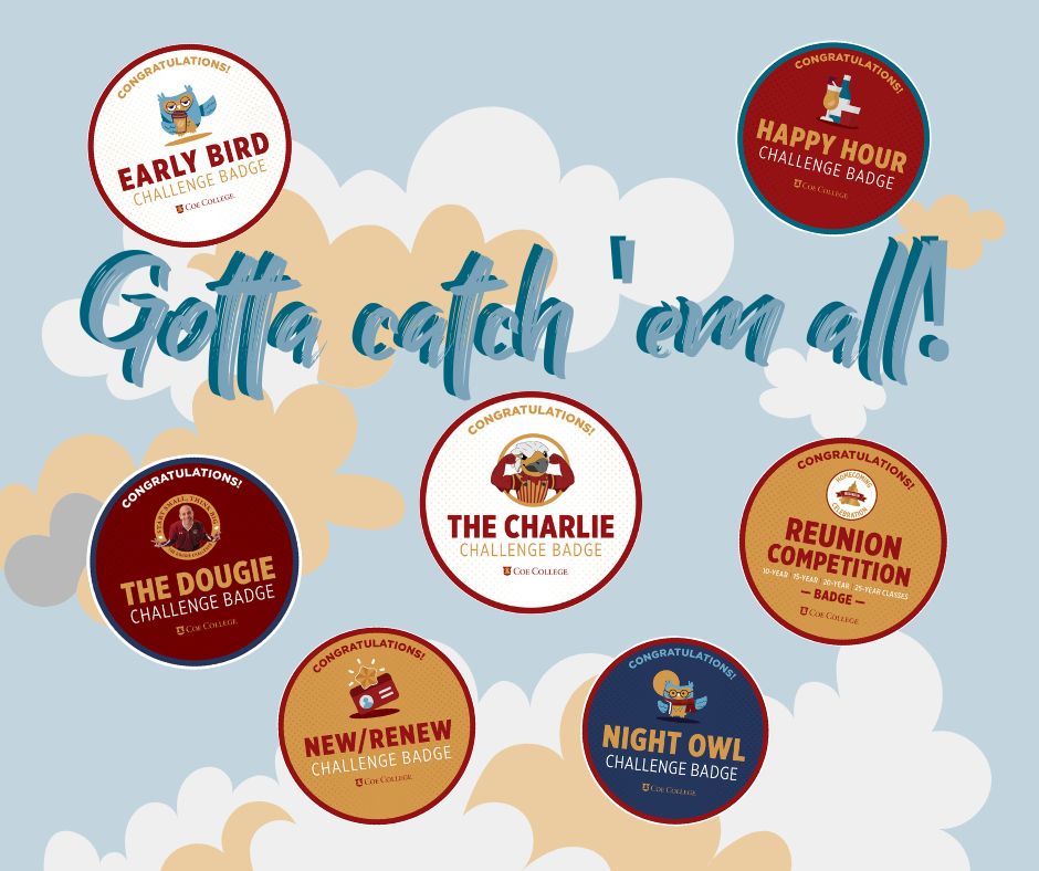 CoeAlumni's tweet photo. When you receive your challenge badge, post it on social media and encourage others to take part this #KohawkDay! Maybe you can even catch ‘em all… Make your gift at https://t.co/ePDL0hyElH. #GrowCoe https://t.co/CLKJL8S3oL