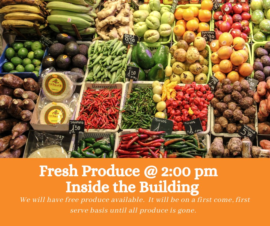 CCMossFW's tweet photo. Parents:
We have received fresh produce from a donation from Foodland in partnership with Blue Zones. It will be available at 2:00 pm until it is gone. We have a variety of fruits and vegetables. Check in at the front office when you enter. We look forward to seeing you. https://t.co/NhS8fBTlXk