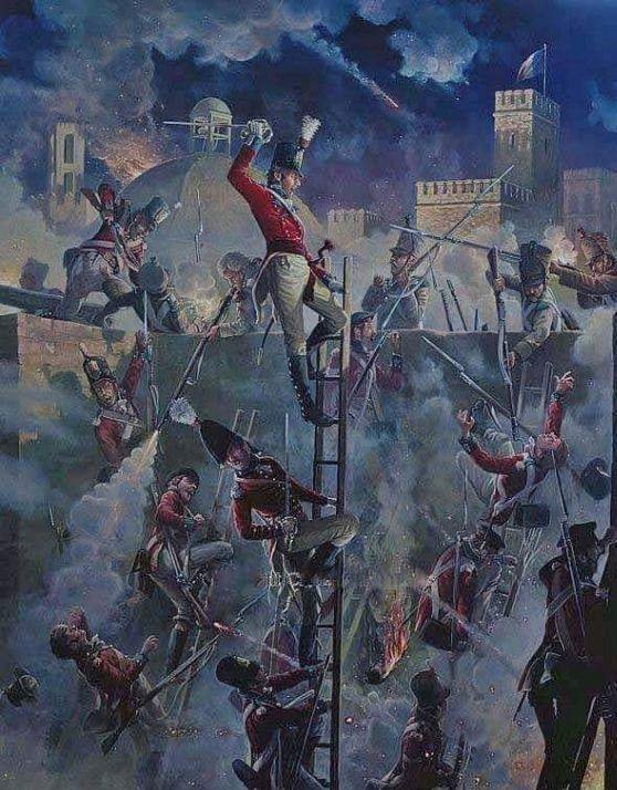 mcribbHistory's tweet image. On this night 9 June 1811, following 3 days of bombardment Wellington decided to launch another attempt on the San Cristobel Fort of Badajoz. 400 volunteers of the 7th division took part, around 54 were killed &amp;amp; 80+ wounded in the unsuccessful attack. 

#OnThisDay #Badajoz