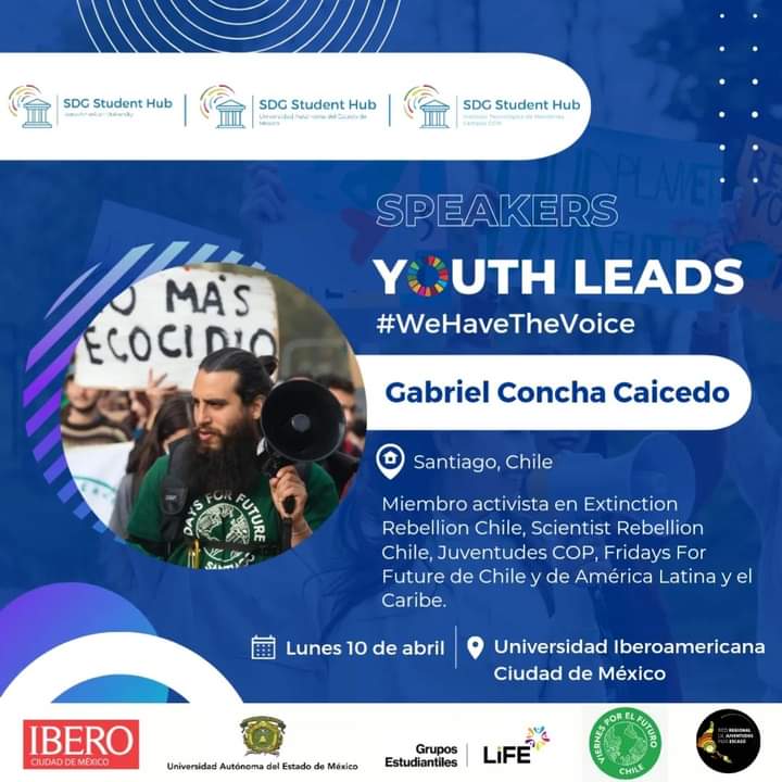 📣 SPEAKERS YOUTH LEADS: #WeHaveTheVoice

👉 Conoce a Gabriel <a href="/GaboConchac/">Gabriel Roberto Concha Caicedo</a>, un joven chileno estudiante de antropología social, activista socioambiental y juvenil. 

↪️Para más información y registro previo consulta bit.ly/406ZMd6