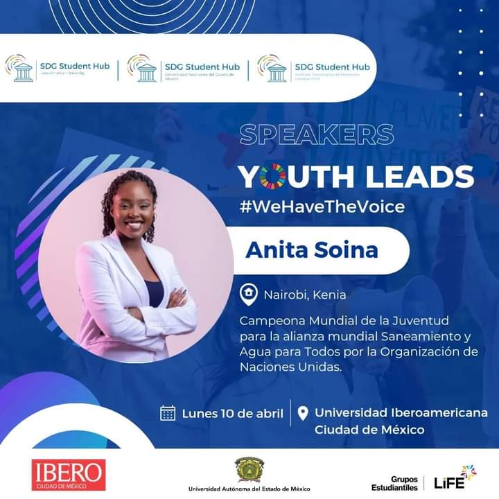 📣 SPEAKERS YOUTH LEADS: #WeHaveTheVoice

👉 Conoce a Anita Soina <a href="/anitasoina/">Anita Soina</a>, Campeona mundial de la Juventud para la alianza mundial de Saneamiento y Agua para todos, de la ONU.

↪️ Para más información y registro previo consulta bit.ly/406ZMd6