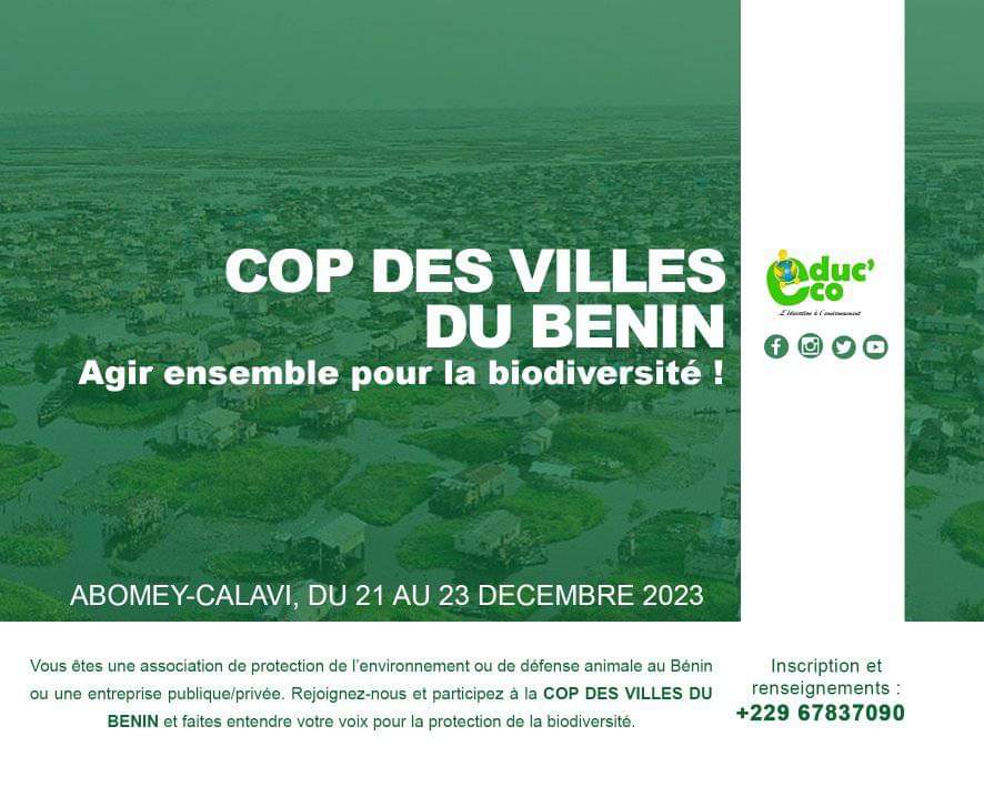Nous organisons la COP DES VILLES DU BÉNIN.!

Vous êtes une association de protection de l'environnement ou de défense animale au Bénin ou une entreprise publique/privée. Rejoignez-nous 
#CopDesVillesDuBenin #Biodiversite #EducEco #Wasexo #Benin #Environnement