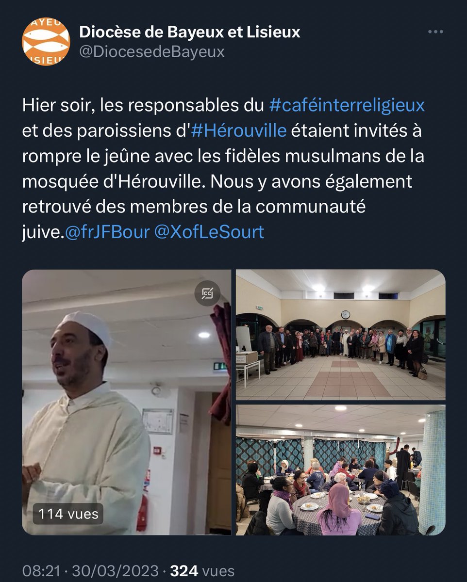 DamienRieu's tweet photo. 🔴🕵🏻‍♂️ Régulièrement, l’@Eglisecatho participe à des événements avec des islamistes au nom du « dialogue inter-religieux ». Naïveté ou pragmatisme ? Déroulez ce fil pour l’exemple du @DiocesedeBayeux ⤵️ https://t.co/6iwiMZEsHq