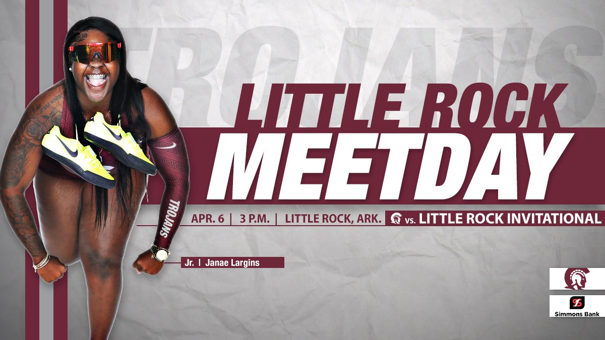 It's MEETDAY in the Capital City! Head out to Coleman this afternoon to see #LittleRocksTeam in action!

🆚 Little Rock Invitational
🕒 3pm (Field)
🕕 6pm (Track)
📍 Little Rock, Ark.
🏟 Coleman Sports Complex
📊 bit.ly/3JEwIAT
🏡 bit.ly/3KhQJiU