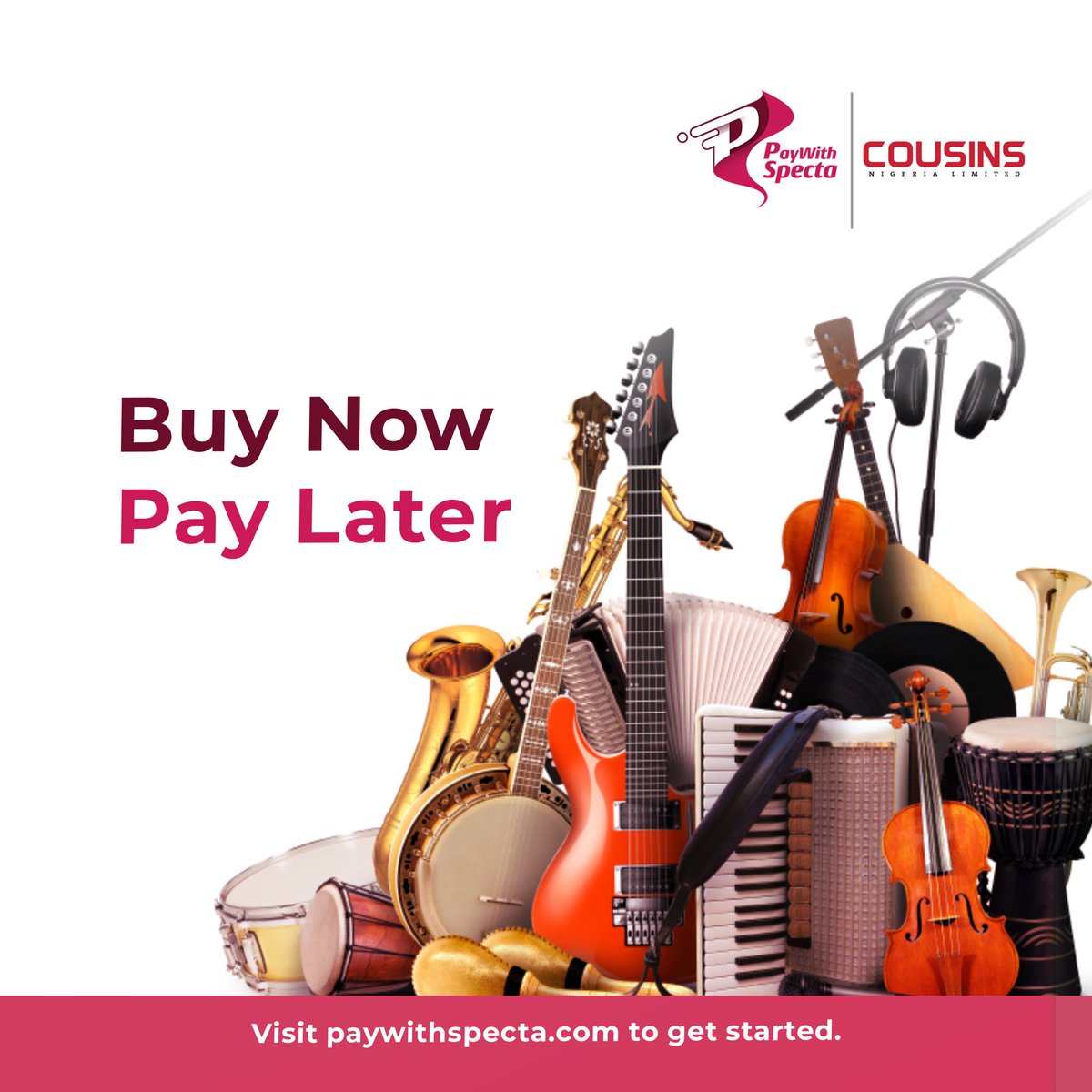 MySpecta's tweet photo. Get quality musical instruments from @cousinsnigeria and spread your payments when you #PayWithSpecta.
Visit https://t.co/p6XZnSpuWG to get started. https://t.co/5PqW9kfDwL