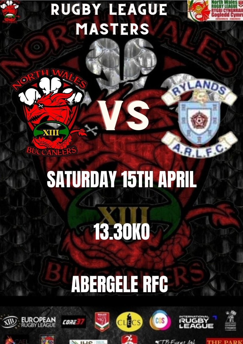 The Buccs play their first game of the season on Saturday 15th April vs @RylandsMasters Masters Rugby League at @CRAbergele. Any support would be massively appreciated. @Walesrlmasters @NWCFOfficial @WalesRugbyL @northwaleslive