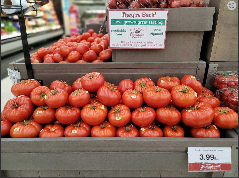 JohnstonHyVee's tweet photo. Johnston Hy-Vee Shoppers Graddys Homegrown tomatoes and locally made salsa are back in season! Be sure to stop in and pick some up tonight! https://t.co/HwABxl6yce