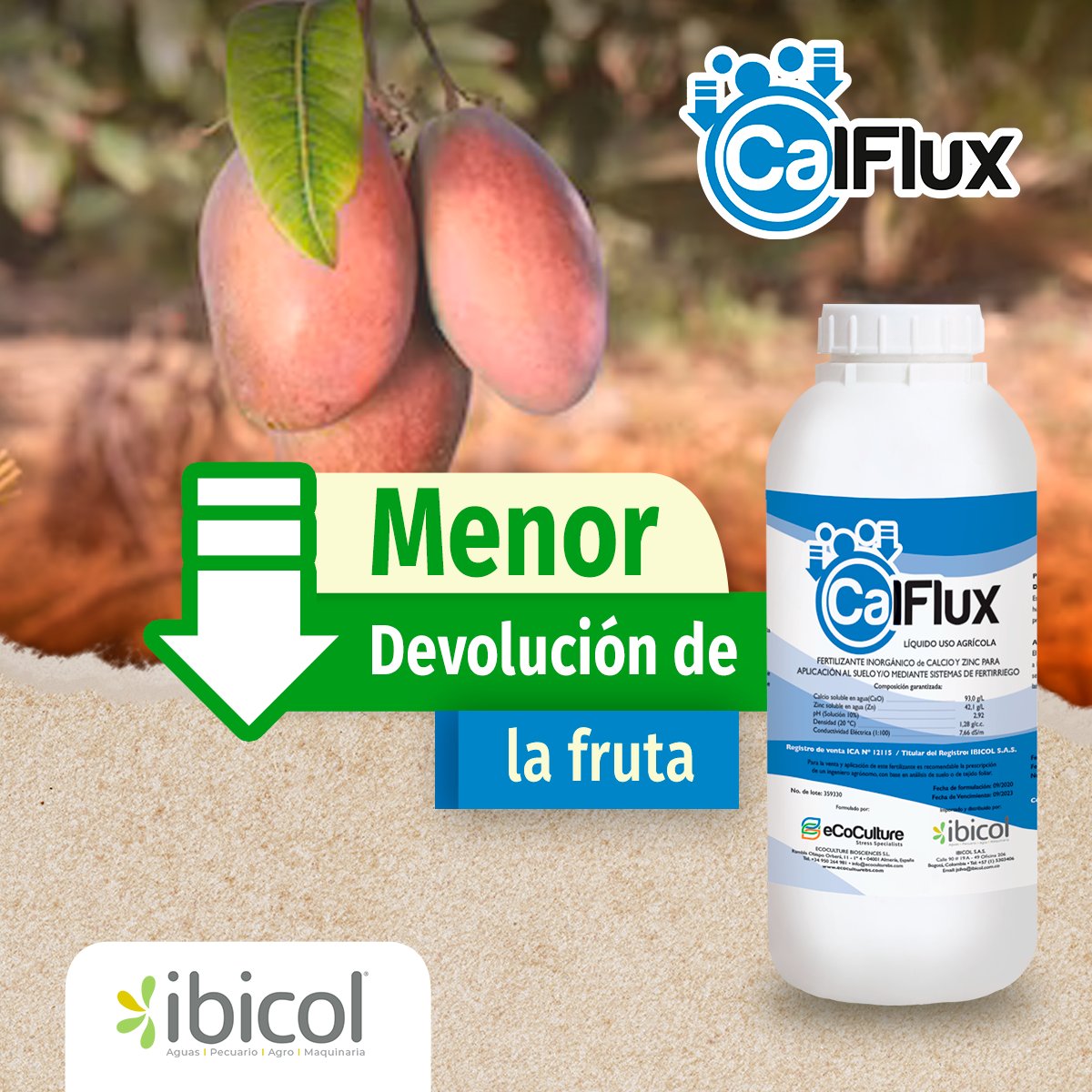 insumosibicol's tweet photo. CalFlux es un producto innovador que ha sido diseñado para mejorar la firmeza, calidad y vida útil de la fruta.
Compre nuestros productos en https://t.co/CkY4RsMSKX
#Ibicol #Frutas #Agricultura #Agrocolombiano #Culturaagrícola #CalFlux #ecoculture #Cultivo https://t.co/OMte9MUa4R