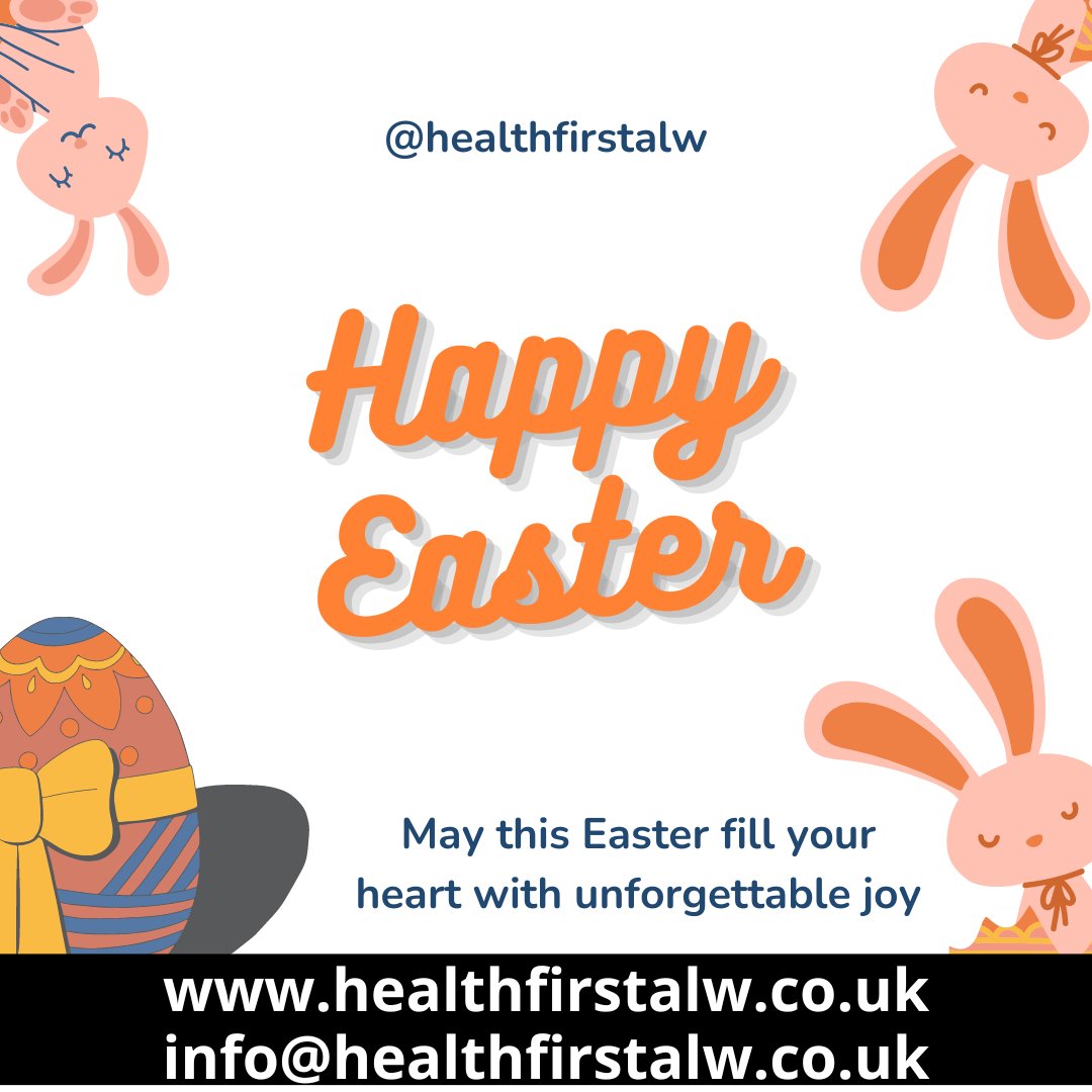 HealthFirstALW's tweet photo. The team at Health First would like to wish you all a very Happy Easter🐣
Enjoy your celebrations with friends and family and ensure it is filled with unforgettable joy💙
📞01942 863437
📧Info@healthfirstalw.co.uk
🌐https://t.co/G2Zv61Ugze
#healthfirstalw #Easter https://t.co/8gceUIGbhi