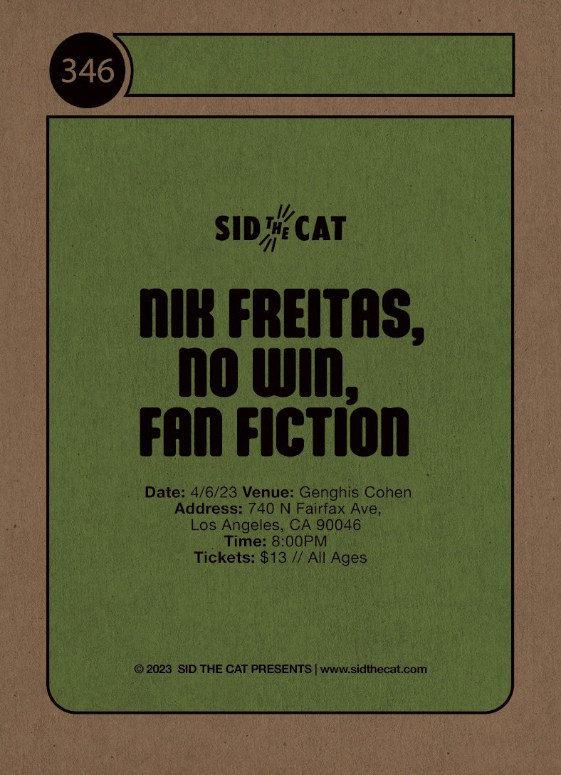 Tonight !  Playing at Genghis Cohen in L.A.  Doors at 8PM. Fun. Come hang .