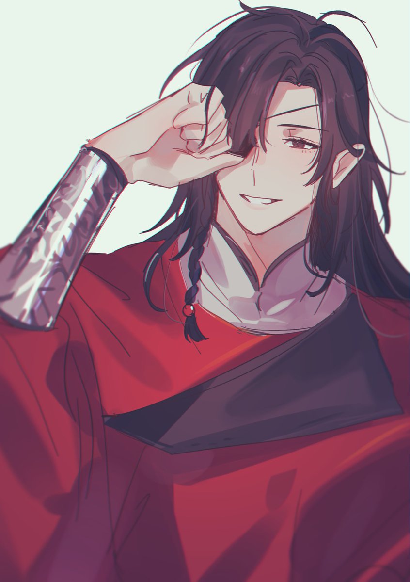 1boy male focus long hair solo black hair chinese clothes braid  illustration images