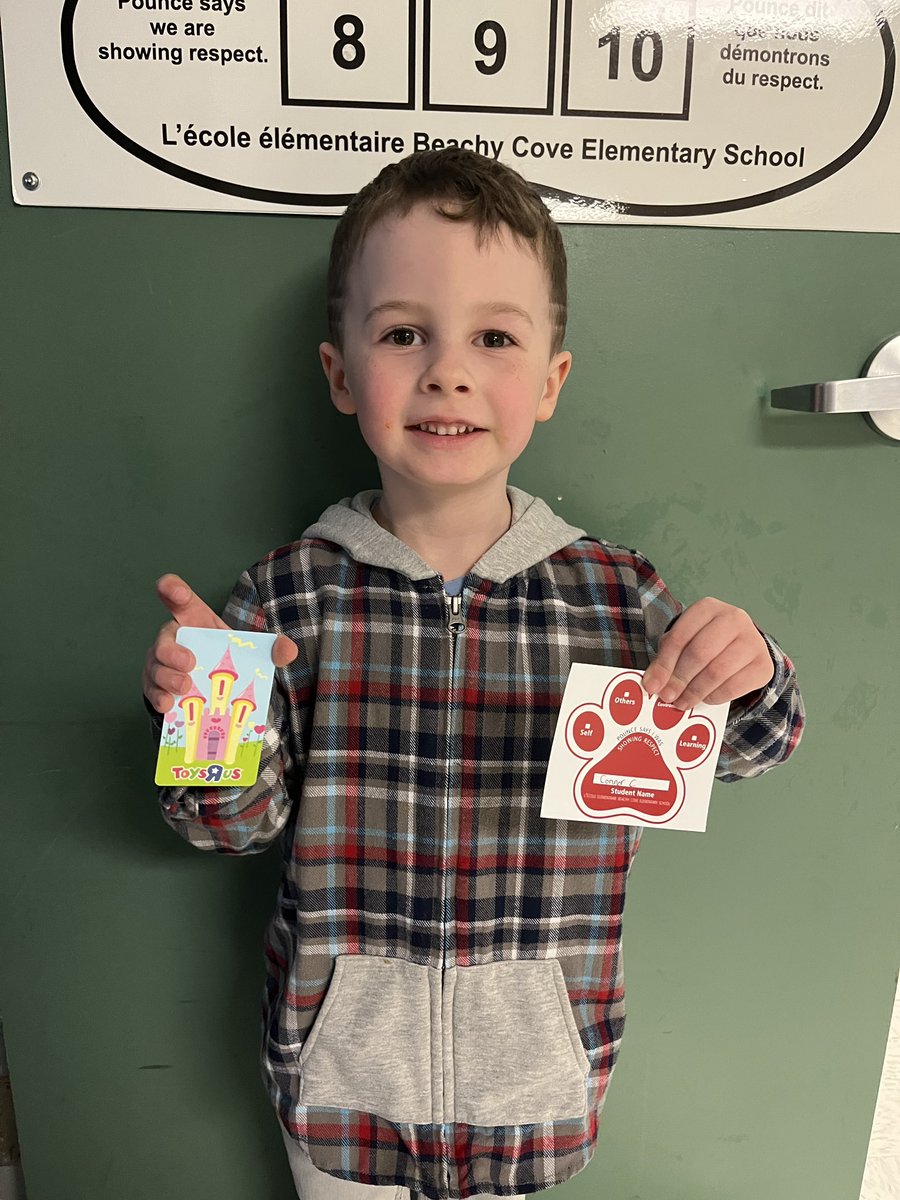 MmeLindsay's tweet photo. We had some big wins today! The first little guy won a bike by selling the most tickets in primary in our 50/50 prize draw and the second won a toys r us gift card in the puma paw prize draw!! #largeday https://t.co/kSlt770nrf