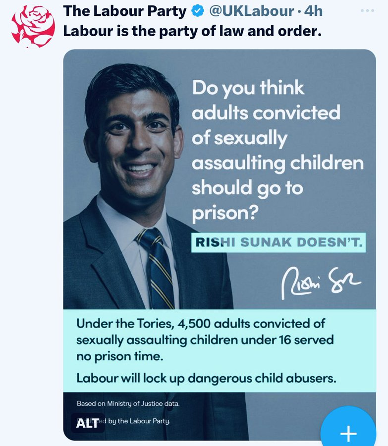 Tories demanding Labour delete this so leaving it here for posterity (and possibly rampant retweeting if they do get it taken down)
The data is 100% correct according to MoJ 4500 since 2010
#Toriesout273 #SunakOut164 #GeneralElectionNow