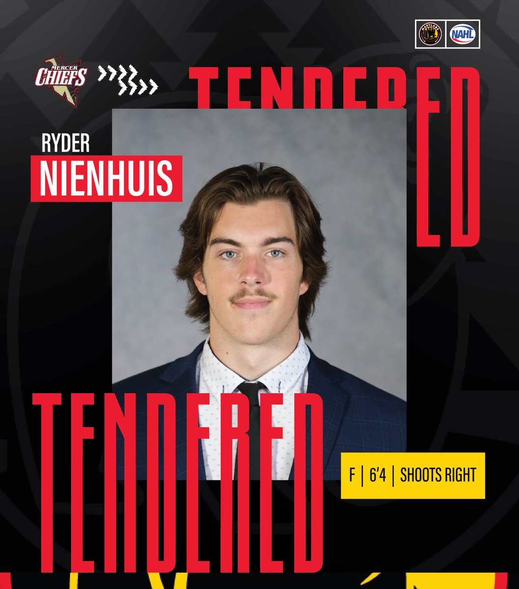 Congratulations to Ryder Nienhuis, of the <a href="/mercer_chiefs/">Mercer Chiefs</a> for signing his Tender with the Maryland Black Bears! The '03 F most recently put up 18 goals and 17 assists in the NCDC in 49 games! 

Welcome to Black Bears Nations, Ryder! 😁🙌 | #MarylandBlackBears #NAHL
