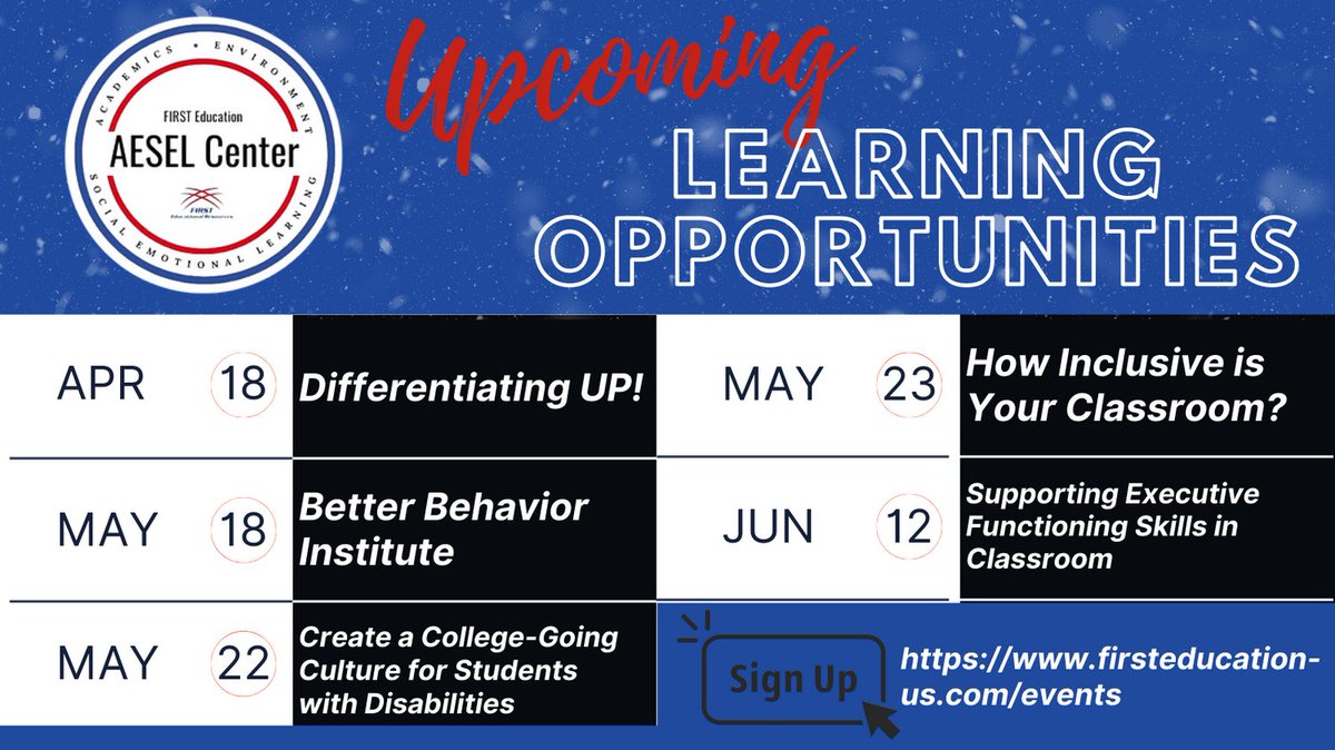 1stEdResources's tweet photo. Looking for Social, Behavioral and Mental Health Support in Your Schools?
We Have Solutions! Check out the AESEL Center Offerings (Academics, Environment, Social & Emotional Learning)! #AESEL #SEL #FIRSTEducation
https://t.co/CX2dpry69G https://t.co/mKWr08QH7Q