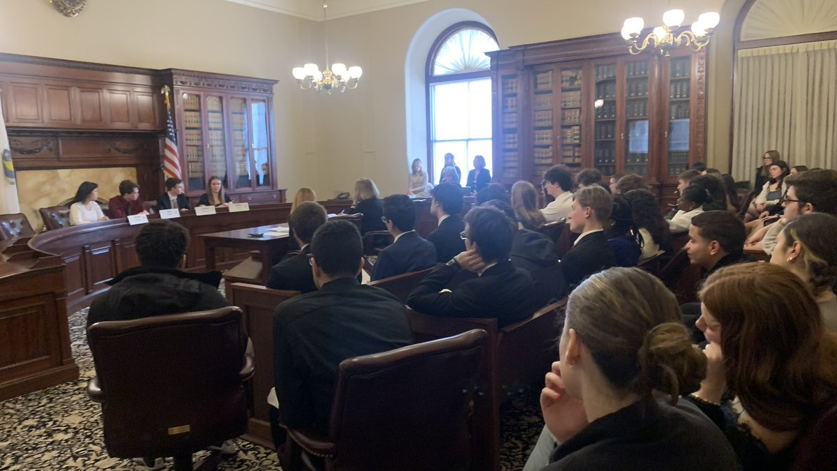 SenJohnVelis's tweet photo. Fun day seeing @EasthamptonPK12 High School’s “We The People” Team prepare for their national competition with a mock hearing right here in the State House!

Afterwards @Rep_Carey and I showed the students around the building and took them into the @MA_Senate chamber as well. https://t.co/6ocxRJbl6b