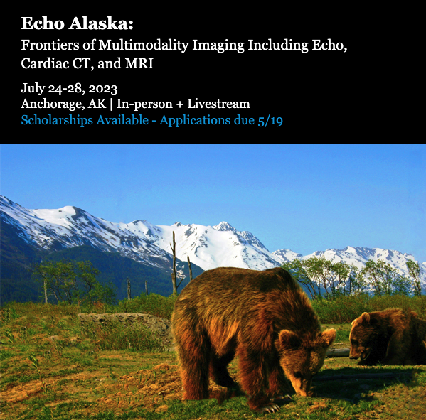 MayoClinicCV's tweet photo. Exciting announcement: We are now offering scholarships for Fellows, Trainees, Students and Sonographers at our #EchoAlaska course coming up in July! Learn more and apply here: https://t.co/3z6O8tvjiO #echofirst #cme #mayoclinic https://t.co/9sb66OYyK5