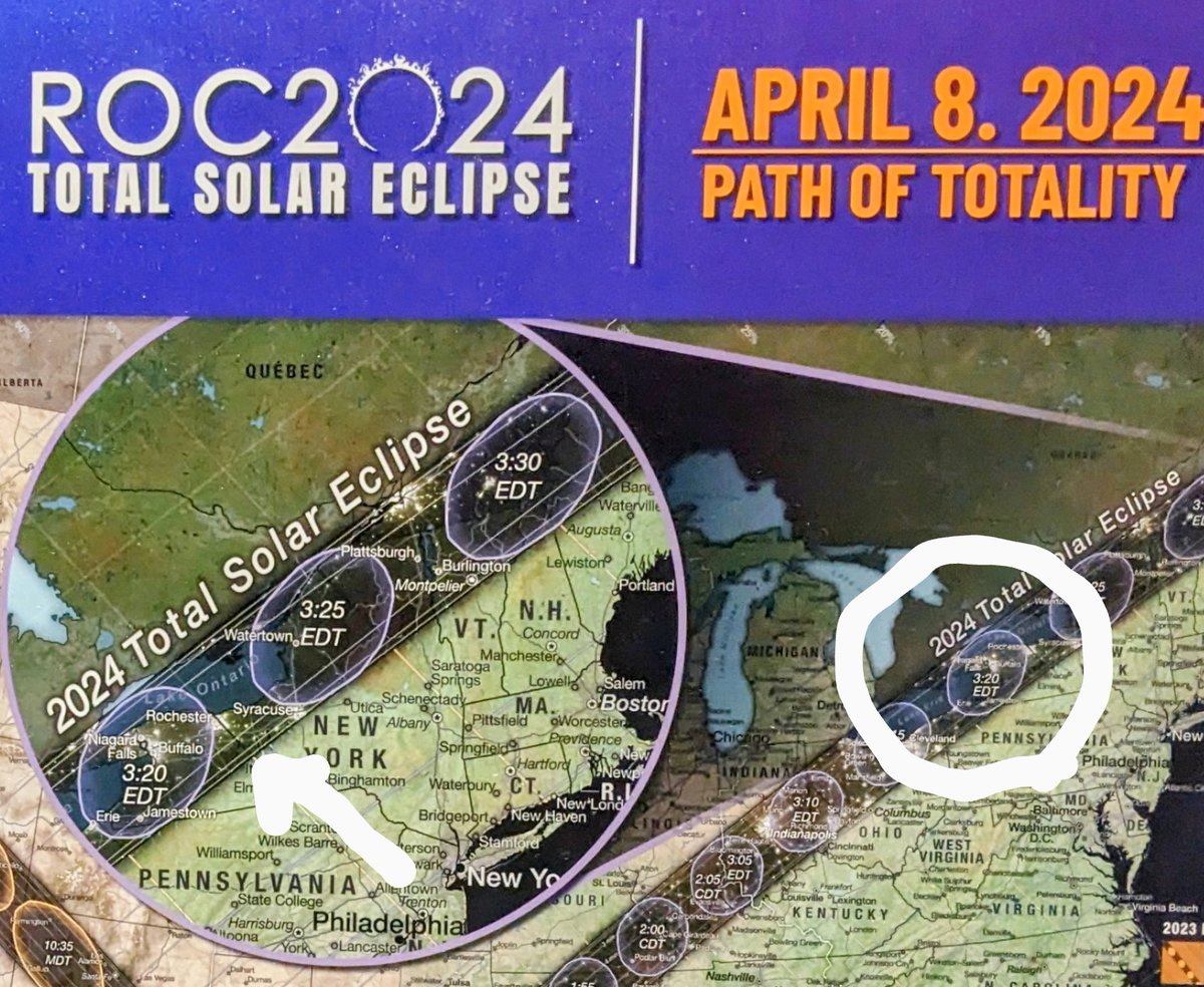 Get ready for #RocEclipse2024 on April 8 and go outside THIS SATURDAY at 3:20PM to carefully take a photo of the sun's location. 📸 1 YEAR from then is a once in a lifetime phenomenon: a TOTAL SOLAR ECLIPSE in Rochester! #totalsolareclipse #pathoftotality