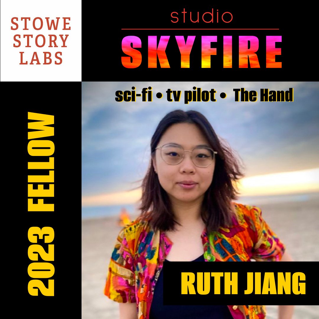 jenthym's tweet image. Proud to announce the 2023 @stowestorylabs | Studio SKYFIRE Fellow Ruth Jiang (@25percentcrisis) for the fantastic sci-fi TV pilot THE HAND! It was an honor to read your work, Ruth! Enjoy Vermont! #fellowship #genre #screenwriting #stowestorylabs #studioskyfire