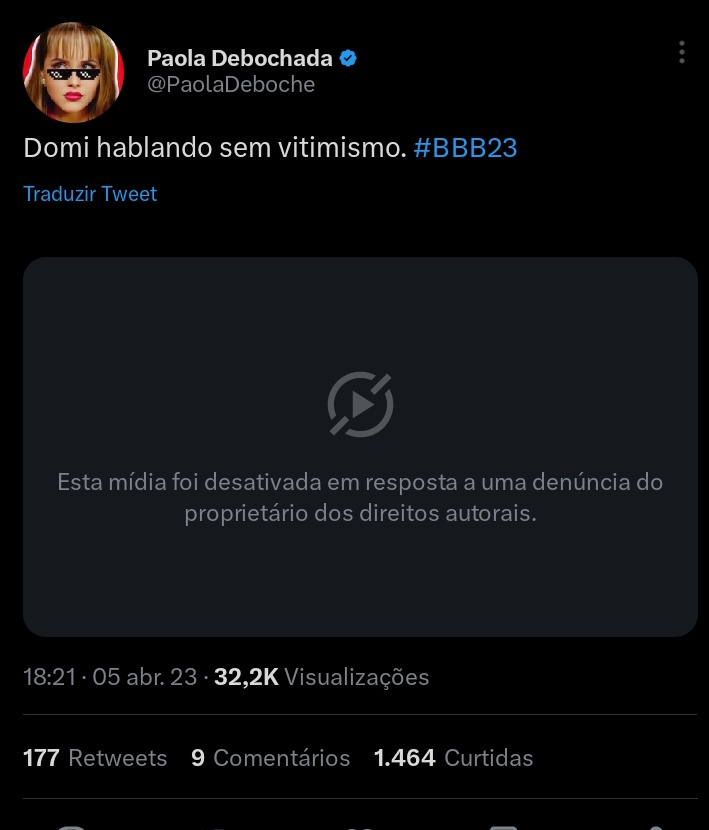 teampeao's tweet photo. Globo continua derrubando os vídeos a favor da Domitila no programa  #BBB23 https://t.co/e7YYGNjHRd