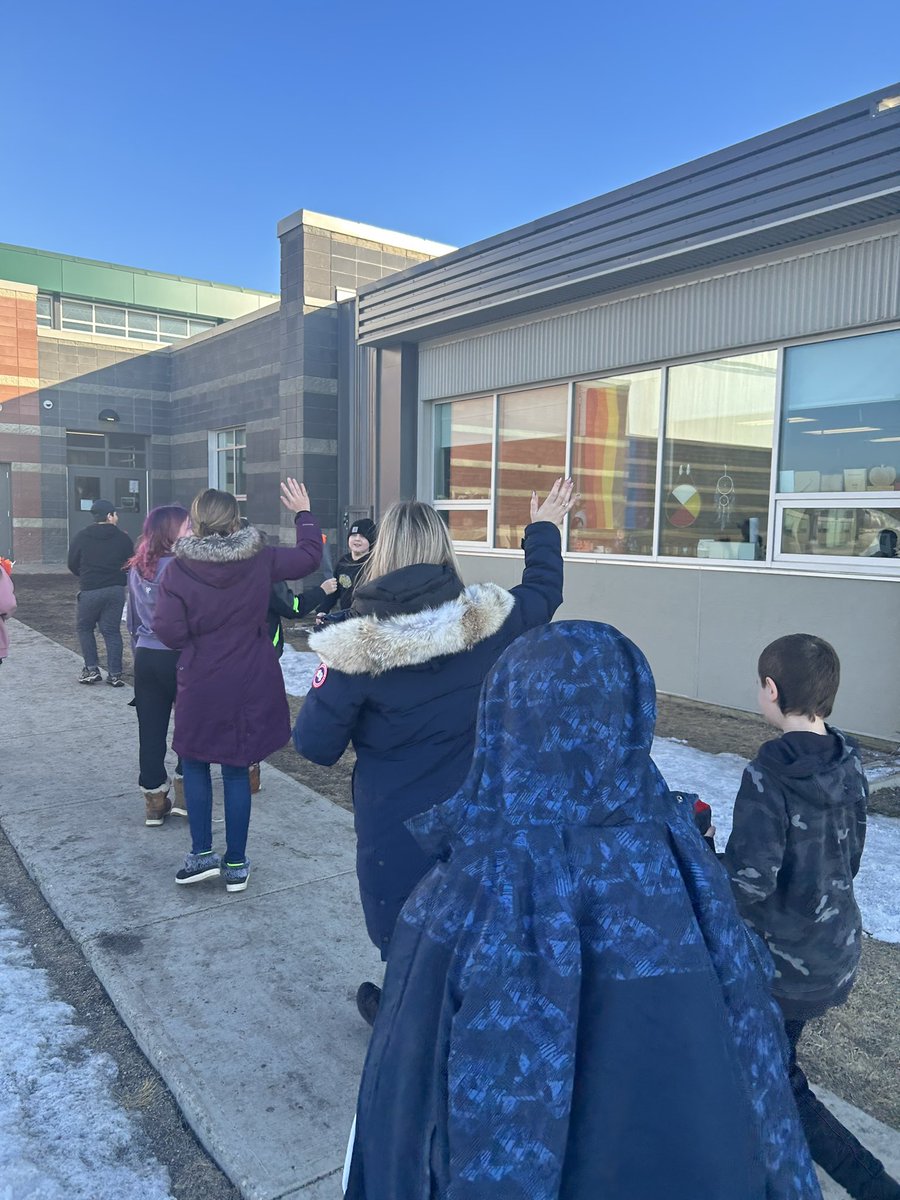 Before our multiplication olympics, we paraded around the school with our Olympic torches! Thanks <a href="/McNeillyfmpsd/">@DaveMcNeilly</a>  foxes for cheering us on! 🦊 <a href="/FMPSD/">Fort McMurray Public School Division</a>