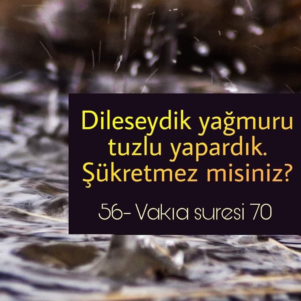 Bilindiği gibi, yağmur suyunun kaynağı buharlaşmadır ve buharlaşmanın %97’si "tuzlu" okyanuslardan olmaktadır.

Oysa yağmur ALLAH’ın üzerimizdeki Merhameti ve yaratma sanatıyla tuzsuzdur.

Yağmurun tatlı olmasının sebebi Allah'ın koyduğu bir kanundur. Bu kanuna göre, su, ister