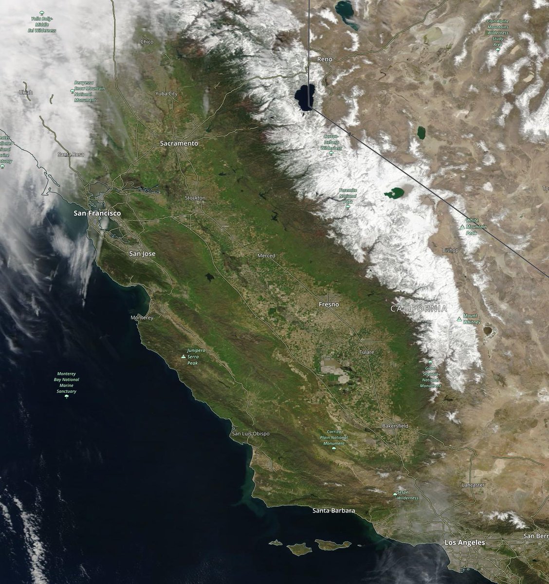 Rob Mayeda on Twitter "A Green Golden State Satellite view NASA