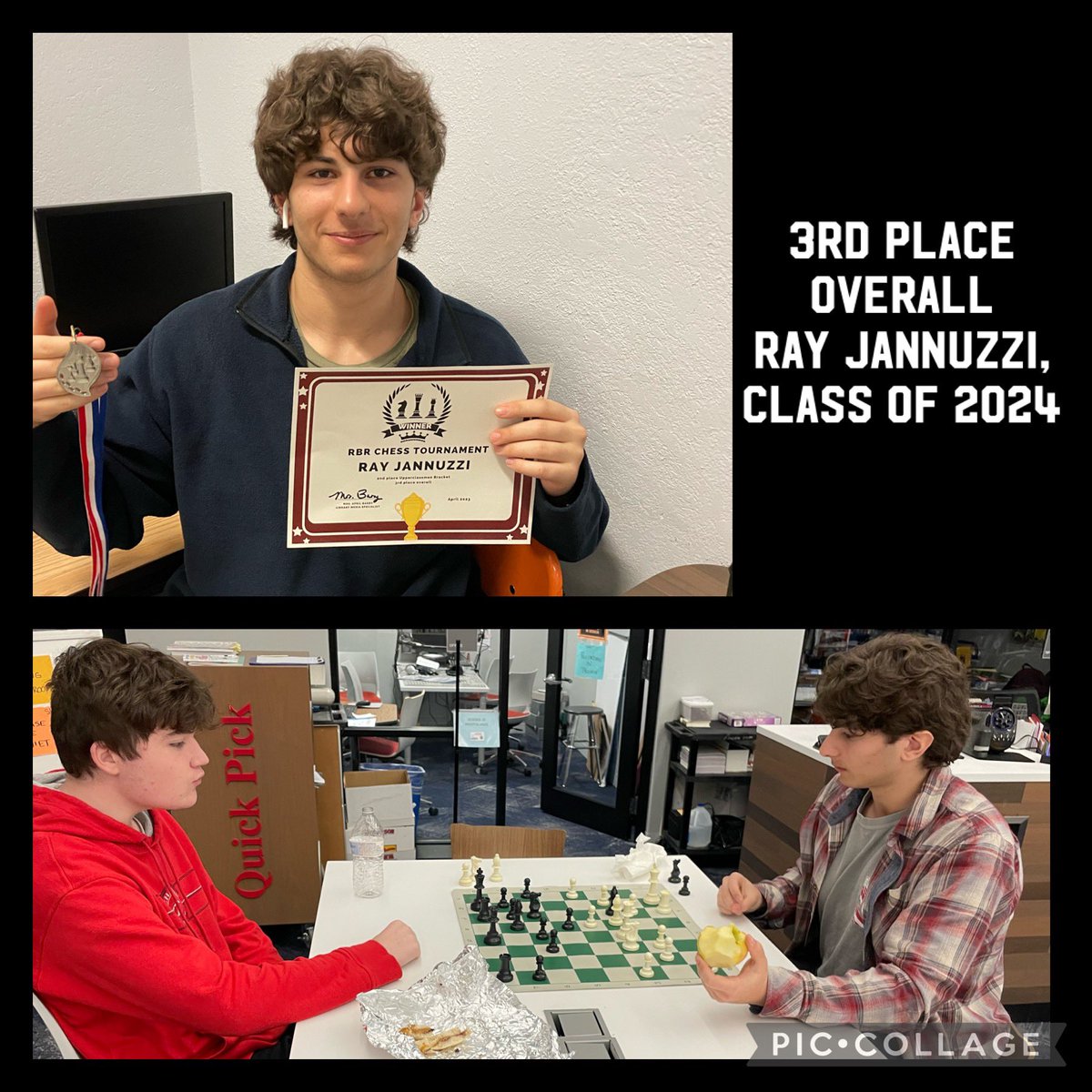rbr_LibraryMC's tweet image. Congrats 🎉 to Chess Tournament winner Erik Gavioli, ‘23 &amp;amp; August Ray, ‘26 who won the underclassmen bracket, &amp;amp; Ray Jannuzzi, ‘24 in 3rd place. Thank you @RBRBBF for the medals &amp;amp; prizes.  32 amazing players of all abilities.  #rbrchess #chessplayers #chesstournament