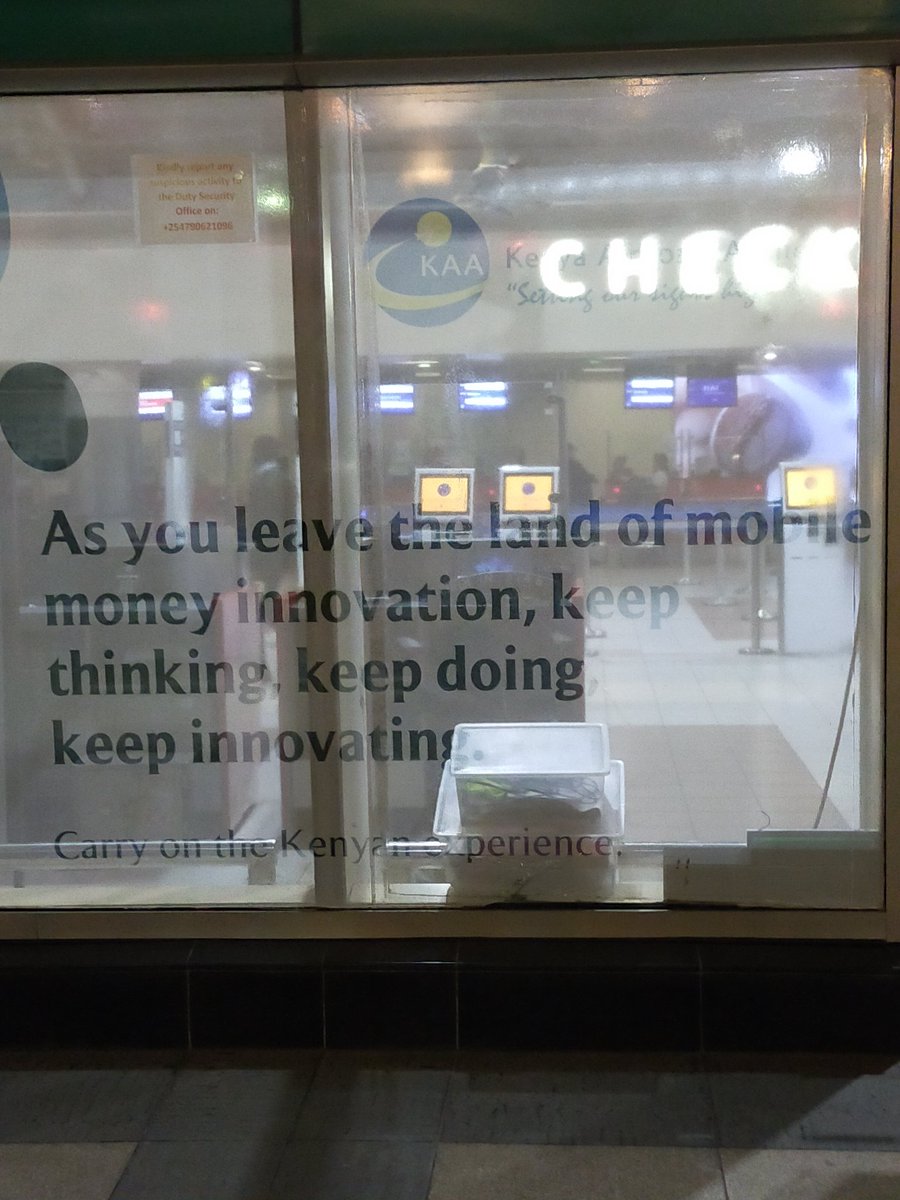 Taken just now at JKIA. Kenya is so far ahead of the curve, proving it is possible for banks and mobile money to thrive in harmony. Mobile money isn't the future in Kenya, it's the present, and a welcome one indeed. It may just be the future of the West though.