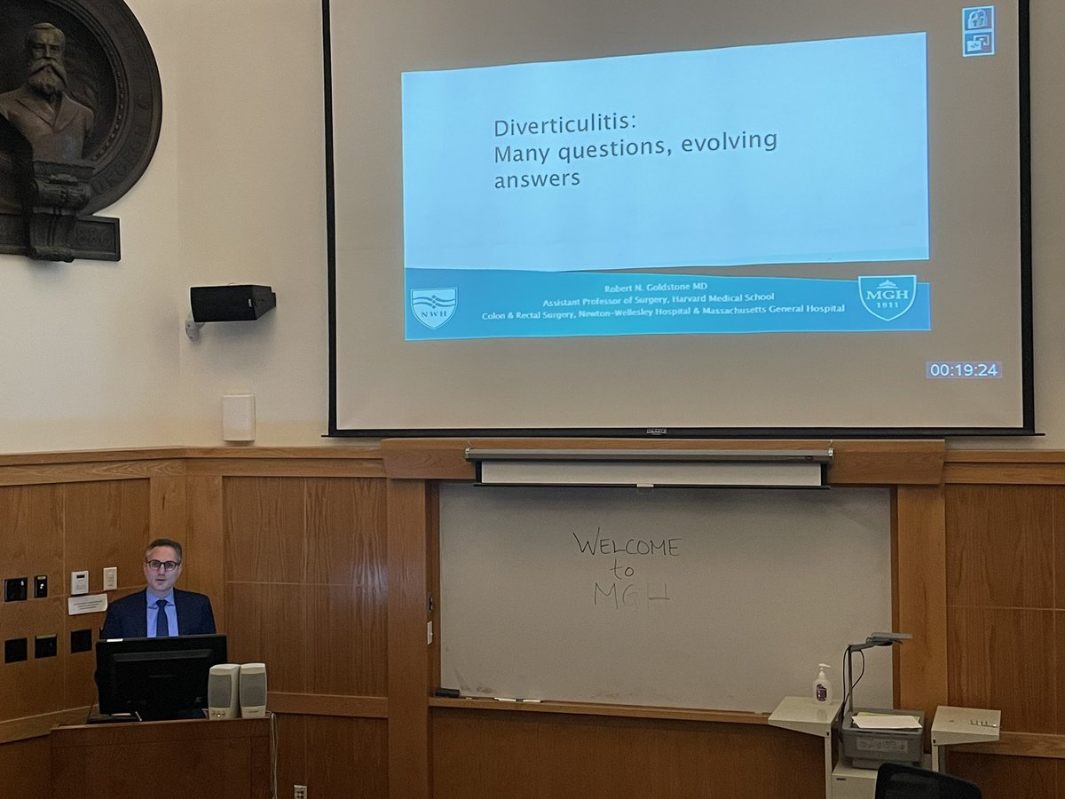 GraceLee (@grace_c_lee_md) on Twitter photo Dr. Rob Goldstone giving MGH grand rounds on the changing medical and surgical management of diverticulitis! Really comprehensive review of the major studies. Thank you for a great talk! <a href="/MGHSurgery/">Mass General Surgery</a> <a href="/MGHColoSurgery/">MGHColorectalSurgery</a> <a href="/LilianaBordei/">Liliana Bordeianou, MD, FACS, FASCRS</a> <a href="/rocco_ricciardi/">Rocco Ricciardi</a> Dr. Rob Goldstone giving MGH grand rounds on the changing medical and surgical management of diverticulitis! Really comprehensive review of the major studies. Thank you for a great talk! <a href="/MGHSurgery/">Mass General Surgery</a> <a href="/MGHColoSurgery/">MGHColorectalSurgery</a> <a href="/LilianaBordei/">Liliana Bordeianou, MD, FACS, FASCRS</a> <a href="/rocco_ricciardi/">Rocco Ricciardi</a>