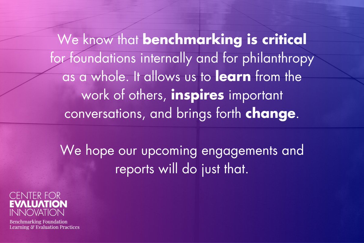 Eval_Innovation's tweet photo. And we're off! 💫

We've launched our newest round of benchmarking research on learning &amp; evaluation in philanthropy and are excited to bring you along.

Read more about our goals and how we're aligning with our values of racial justice &amp; equity: https://t.co/2y03sjrsdU https://t.co/uuRU3AVPPb