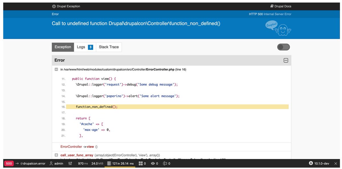 The WebProfiler Drupal module is a valuable tool that simplifies the profiling of a Drupal site. The latest version replaces the standard error page: explore where errors occur, see the log messages, click on a method to open the file in your IDE
Discover!
tech.sparkfabrik.com/en/blog/webpro…