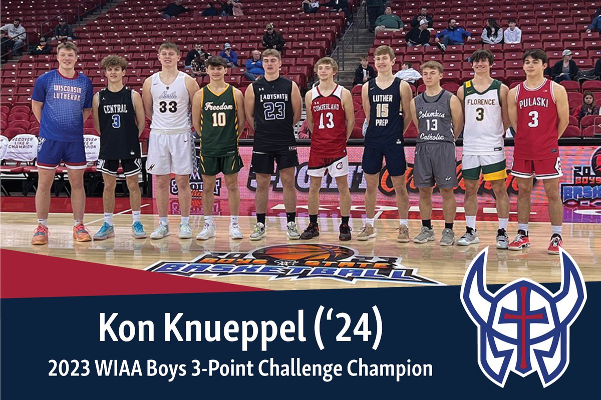 WiscoLutheranHS's tweet photo. Kon's at it again! 🏀🥇
➡️ Kon Knueppel ('24) won the 2023 Boys 3-Point Challenge at the Kohl Center in in Madison!
🥳 Congrats, Kon! Keep up the awesome work!
#wiscoway #wiaa #woodlandconference #D1material #wels #welsschools https://t.co/hzJ3q3tekZ