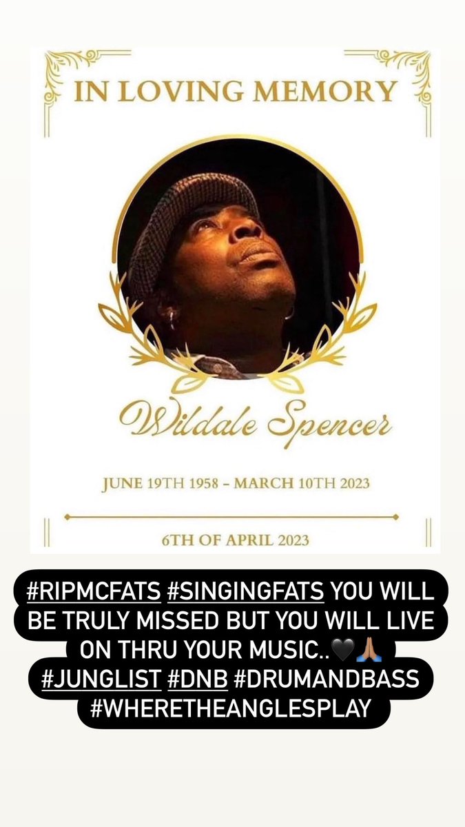 djsubflo's tweet photo. #RipMcFats #McSingingFats you will be truly missed but you will live on thru your music. #Junglist #DnB #DrumandBass #WhereTheAngelsPlay 🕊️ https://t.co/zG2qlXzr05