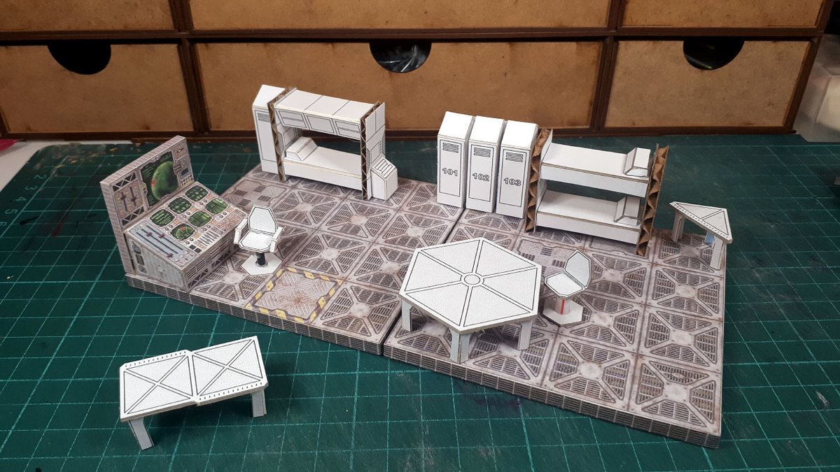 CSPKris's tweet photo. WIP of the new sci-fi scatter (just figuring out the shapes at the moment, the details will come later).
The 'look' of these is more that of a mining colony at the arse end of the universe, than a state of the art interstellar craft.
#starfinder #traveler #shadowrun #aliensrpg https://t.co/vMkQiD1Z4g