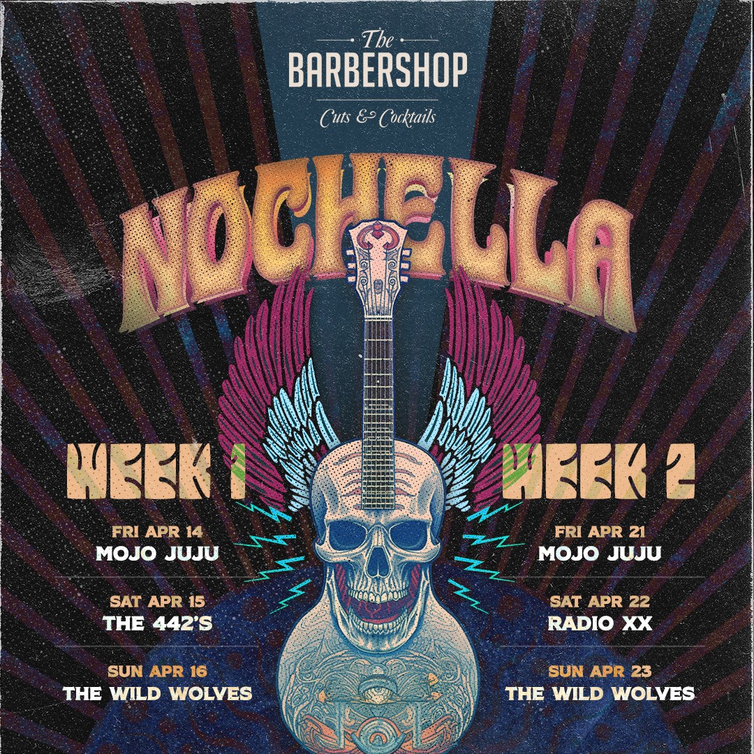 thebarbershoplv's tweet photo. Who is ready for Nochella?
.
.
#wewillcutyou #barbershoplv #barberslv #haircut #thecosmo #thecosmopolitan #lasvegas #whiskey #karaoke #vegasrockandroll #lasvegasbarbers #lasvegasbarbershop #barbersvegas #cocktails #vegaslocals #fridaynight #saturdaynight #livemusic #rockmusic https://t.co/kn4mZxaLN4