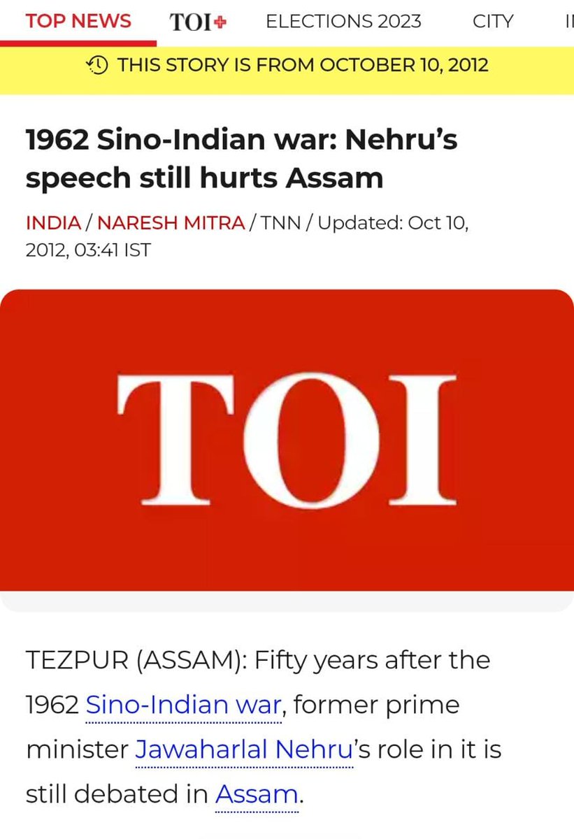 Ravindranathbjp's tweet photo. @vijaythottathil Legacy of Nehru:

- Nehru did nothing for the 1962 China war except lamenting.
- Gave speech that hurt Asamese people.
- Even CMs blame Nehru for border issues with China.

Nehru did nothing except mishandling the war with China and later justifying his mistakes crudely. https://t.co/wb0HnUT1gA