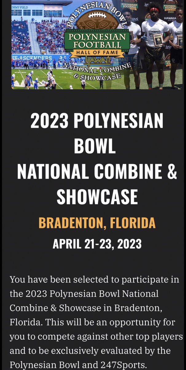 TateGideon's tweet photo. Thank you so much ⁦@PolynesianFBHOF⁩ and ⁦@IMGAFootball⁩ for the invite! ⁦@CoachTWood⁩ ⁦@HeberFootball⁩ ⁦@CoachThurmond87⁩ ⁦@RocketFoot4⁩ ⁦@CoachTillman_⁩ ⁦⁦@k_sutherlandAR⁩ ⁦@ARPrepSports⁩ ⁦@PrepRedzoneAR⁩⁦ https://t.co/d3qNkQ4iiZ