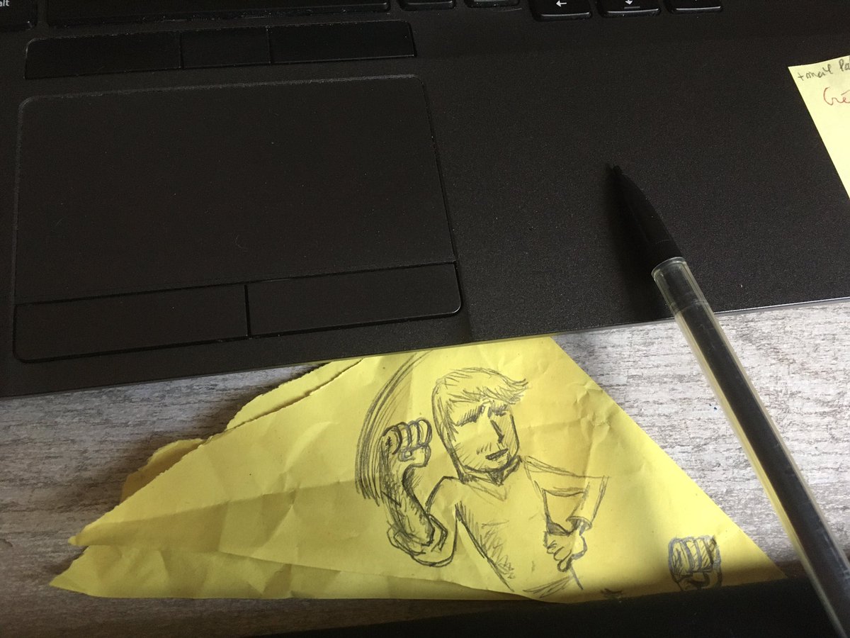darthfilou's tweet photo. Aujourd’hui dos bloqué &amp; journée chargée j’ai fini par gribouiller.. mais toujours le poing levé ✊ 💪 #crobard #tulasdanslatete 😅 https://t.co/zg9akhdumx